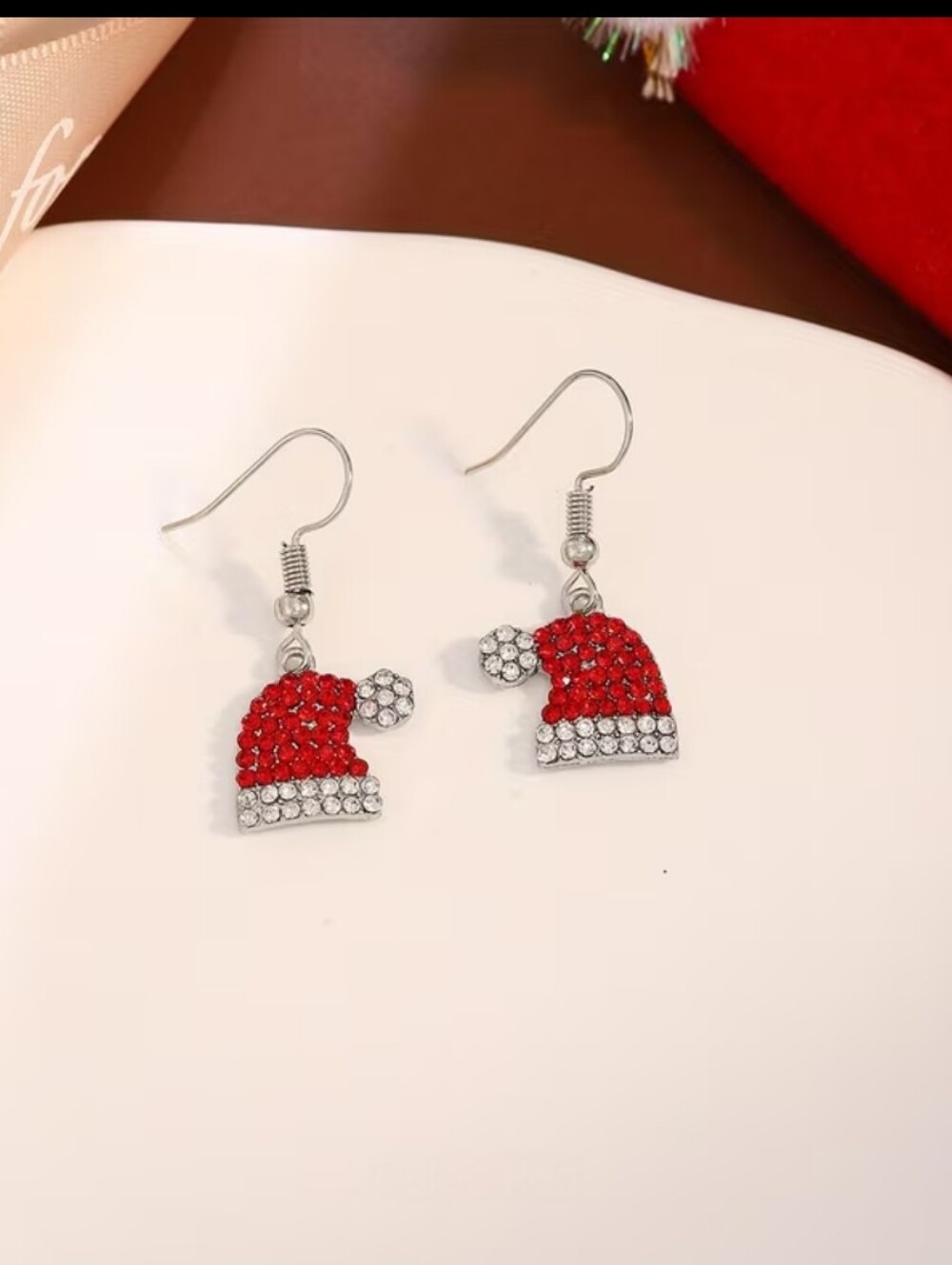 Christmas Santa Hat Dangle Earrings